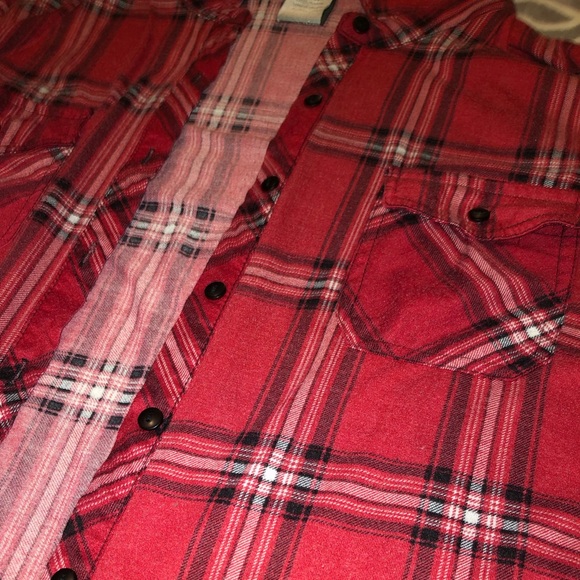 Red plaid button up shirt - Picture 2 of 3